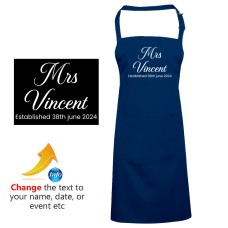 Mrs Custom Name Wedding Date Spousal Love Printed Unisex Adult Wifey Apron